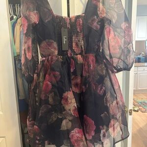 Navy Floral Skater Dress